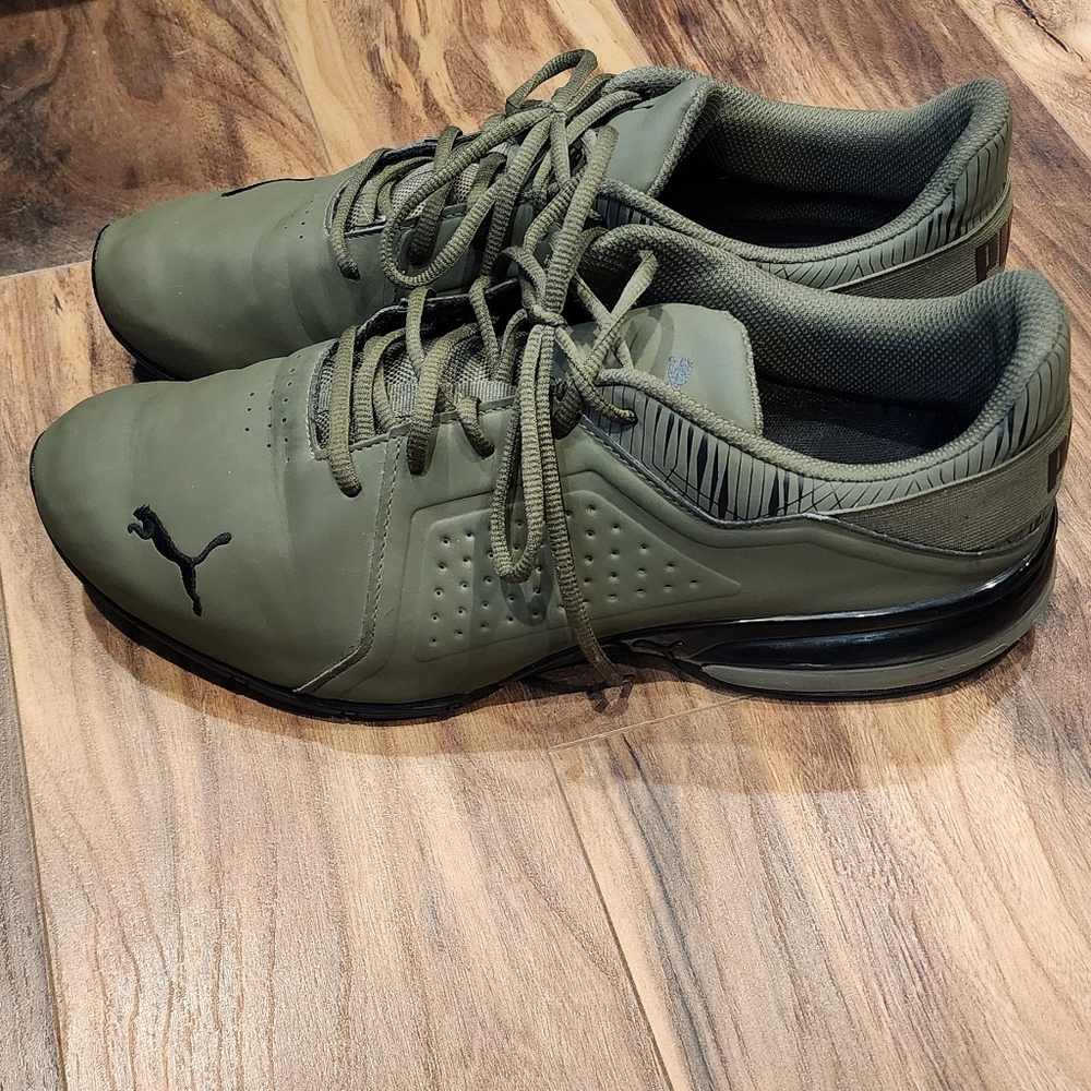 Puma Men’s Olive Green Sneakers Size 13 Running Training Shoes Lightweight Mesh - Picture 2 of 6